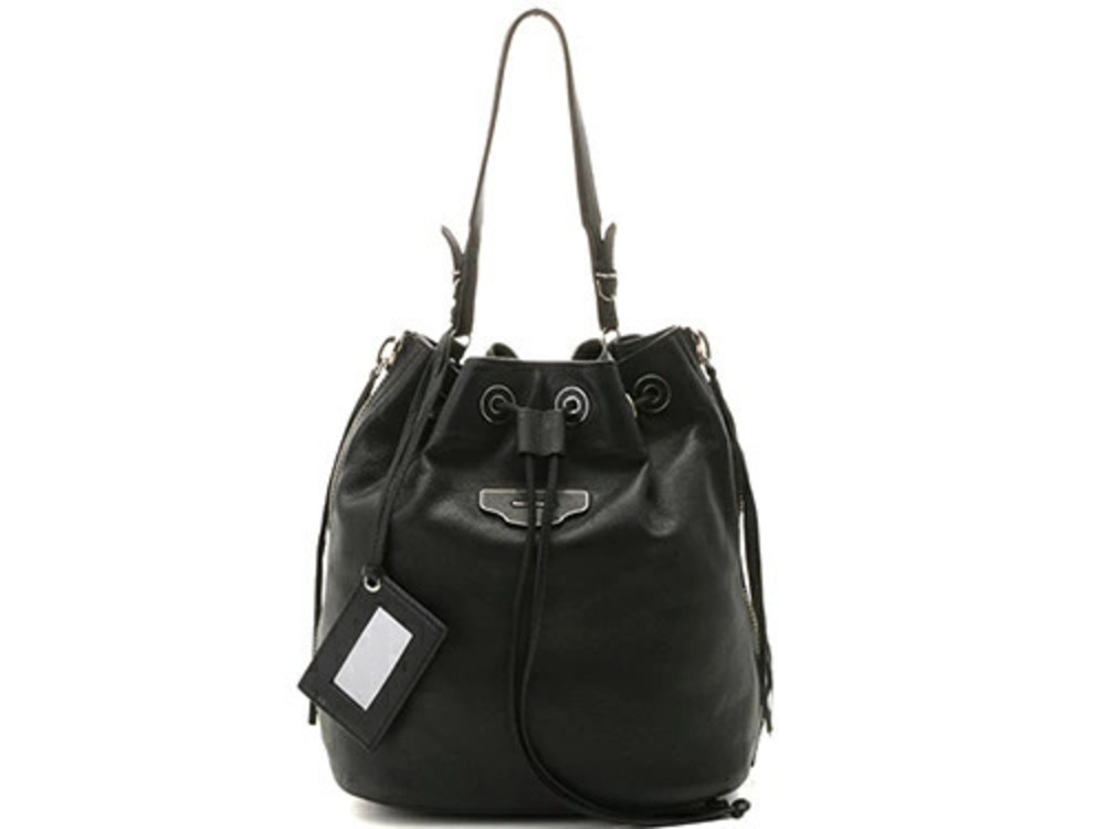 Balenciaga Paper Flat Basket Shoulder Bag Leather Black
